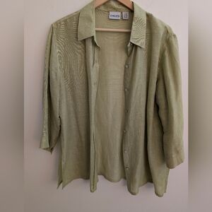 Chico's Light Green Linen & Silk Button Down